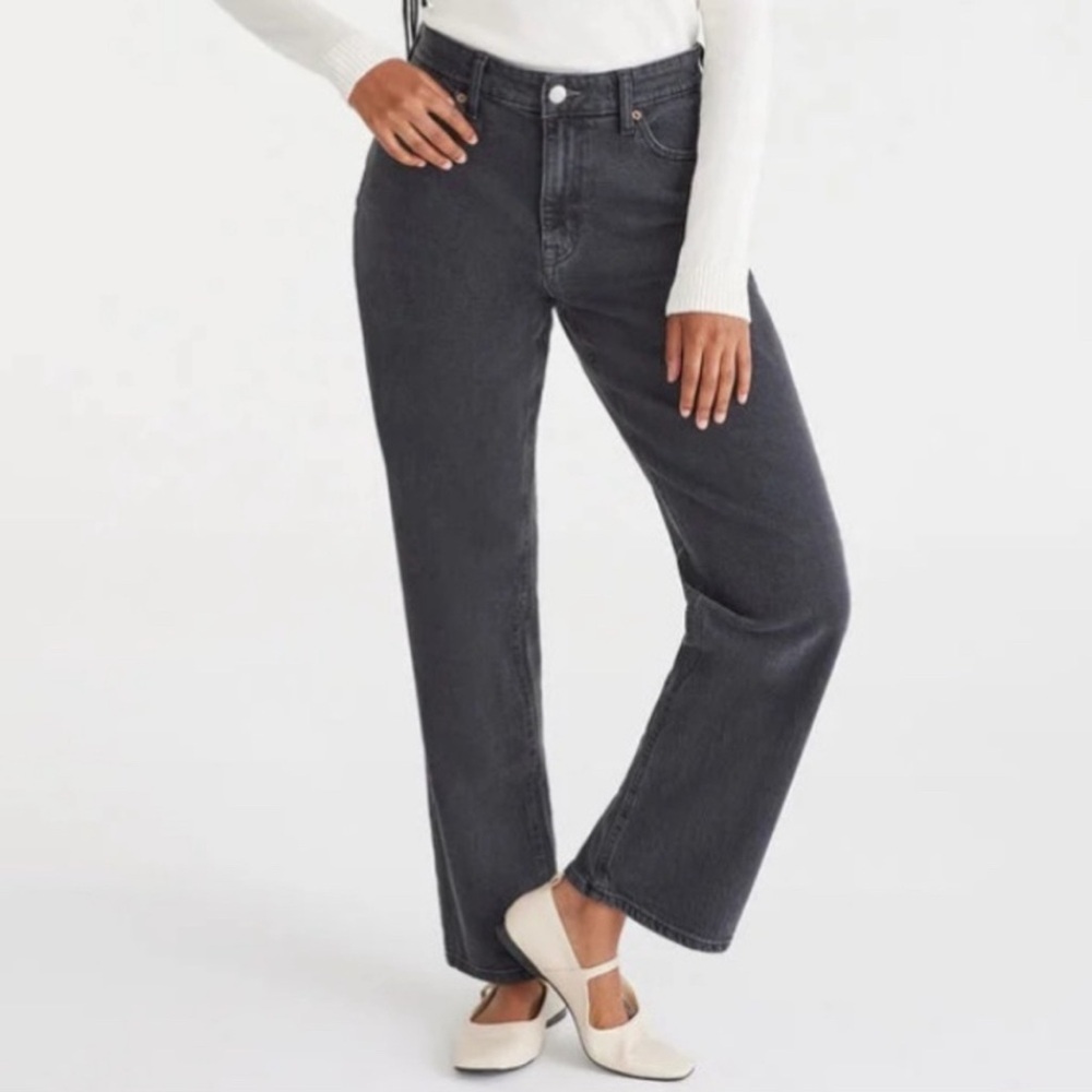 Aeropostale High Rise Baggy Jeans in Washed Black / Charcoal Gray